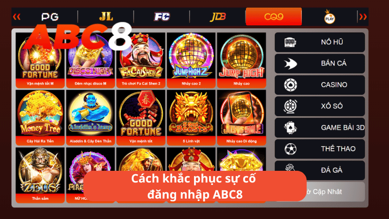 Cách khắc phục sự cố đăng nhập ABC8